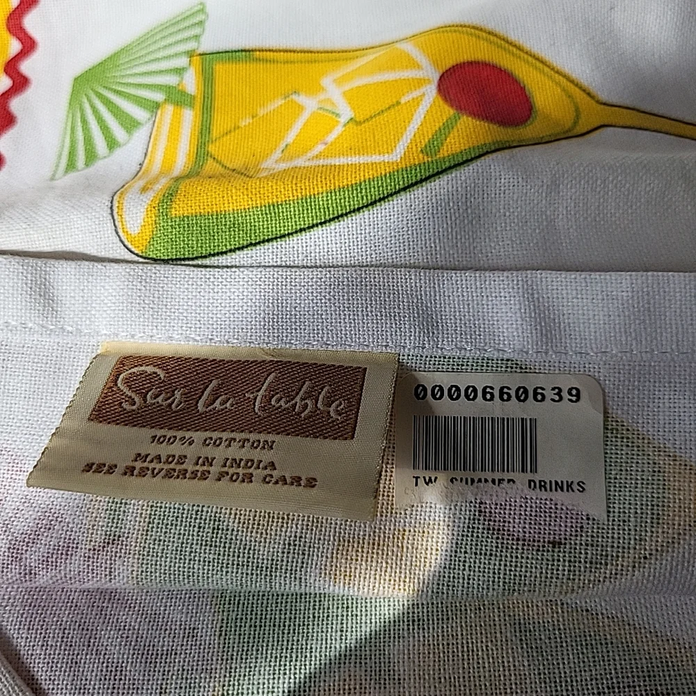 Sur La Table Summer Drinks 100% Cotton Dish Towel